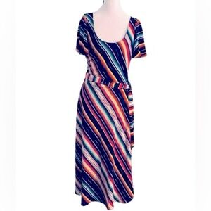VINTAGE RALPH LAUREN SIZE 6 Southwest Multicolor Striped Dress Designer